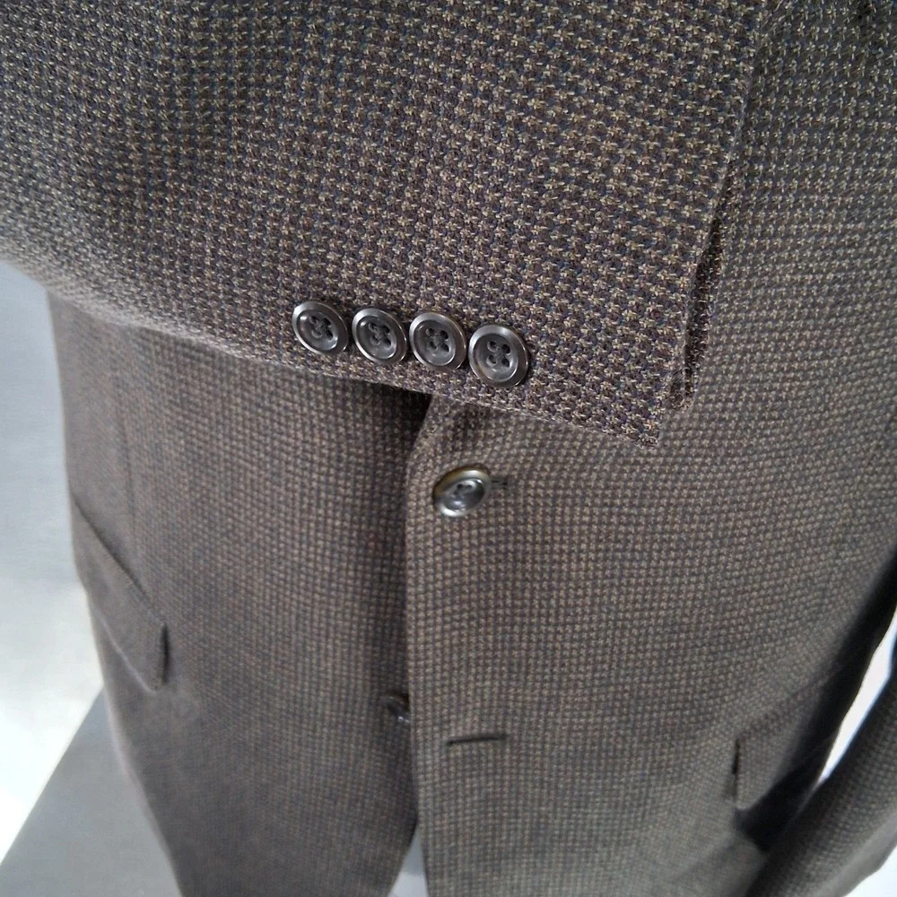 Pronto Uomo Sport Coat 41R Brown Lambswool Blazer Microcheck Ventless